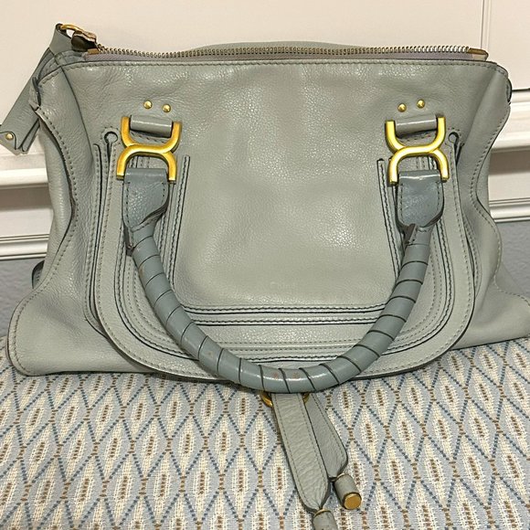 Chloe Marcie Medium Leather Handbag - Blue - Picture 2 of 9